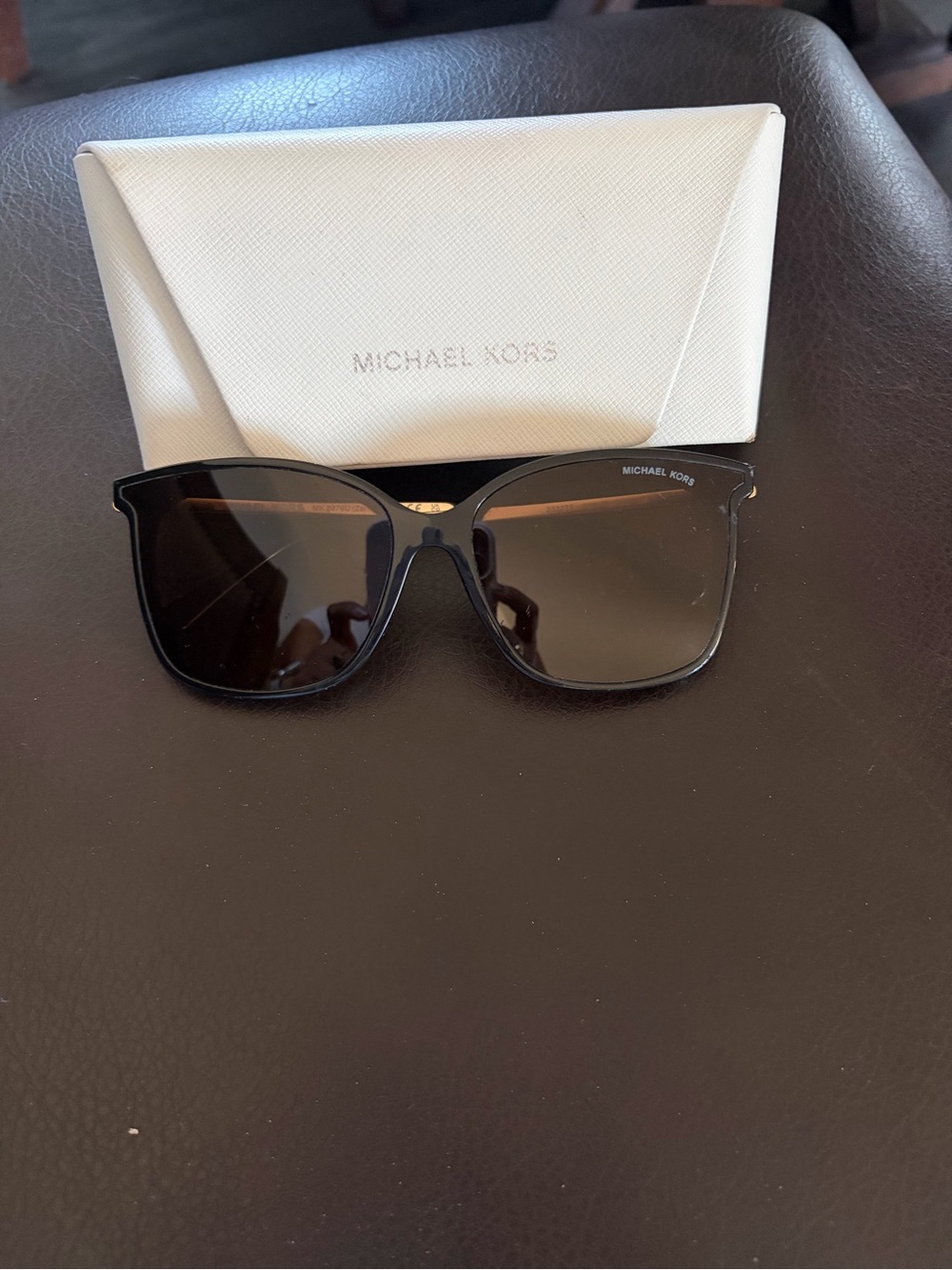 Michael Kors Black Frame Sunglasses with Brown Gradient Lenses and Logo Temple
